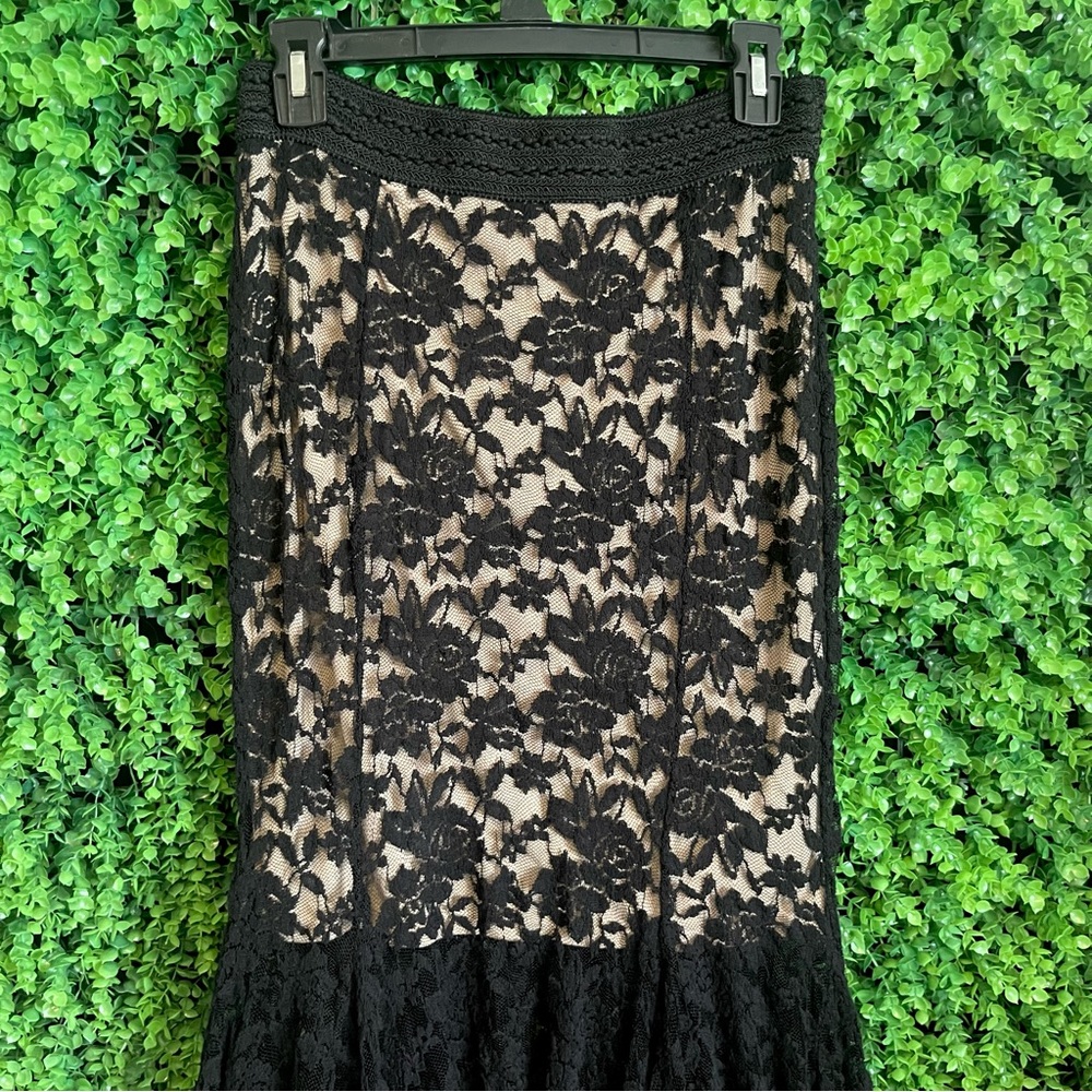 Marciano Women's Large Black Lace Maxi Mermaid Skirt - Picture 11 of 16